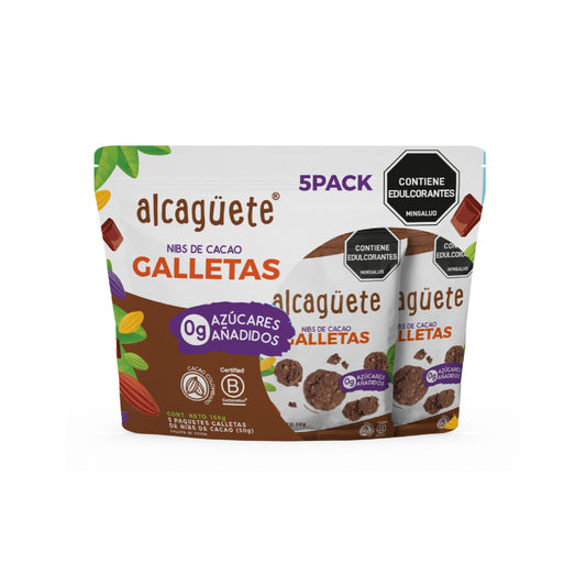 5 PACK GALLETAS DE NIBS CACAO ALCAGUETE X 150 GRS