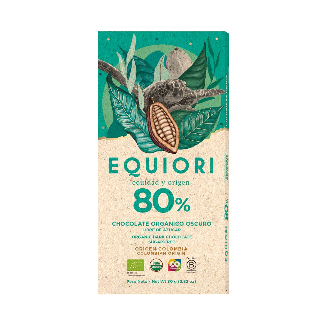 BARRA CHOCOLATE EQUIORI SIN AZUCAR 80% X 80 GRS