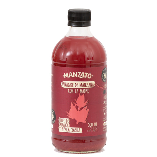 VINAGRE DE MANZANA FLOR DE JAMAICA (MANZATO)  500 ML