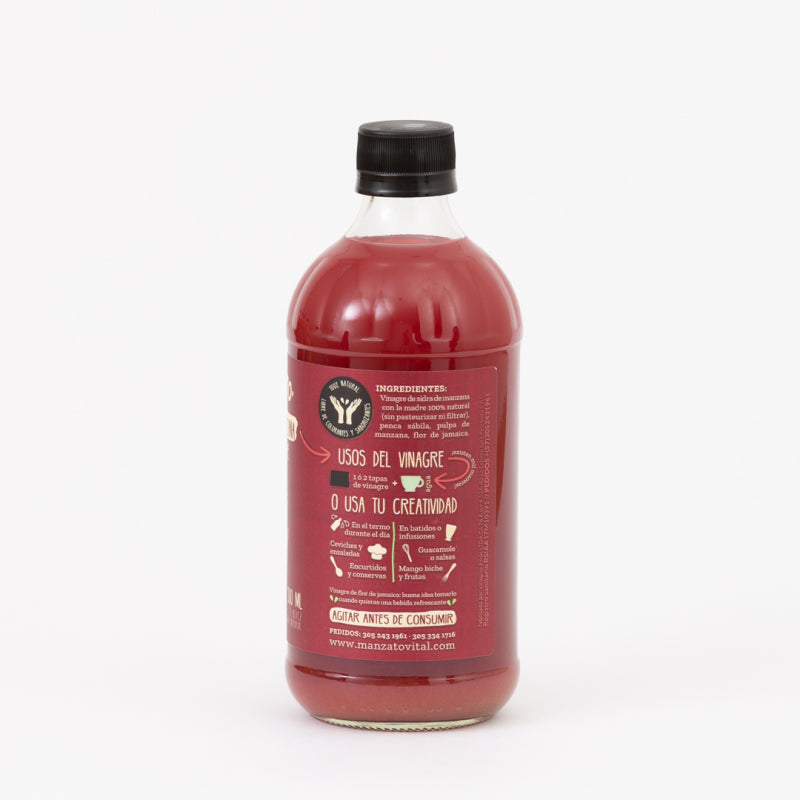 VINAGRE DE MANZANA FLOR DE JAMAICA (MANZATO)  500 ML